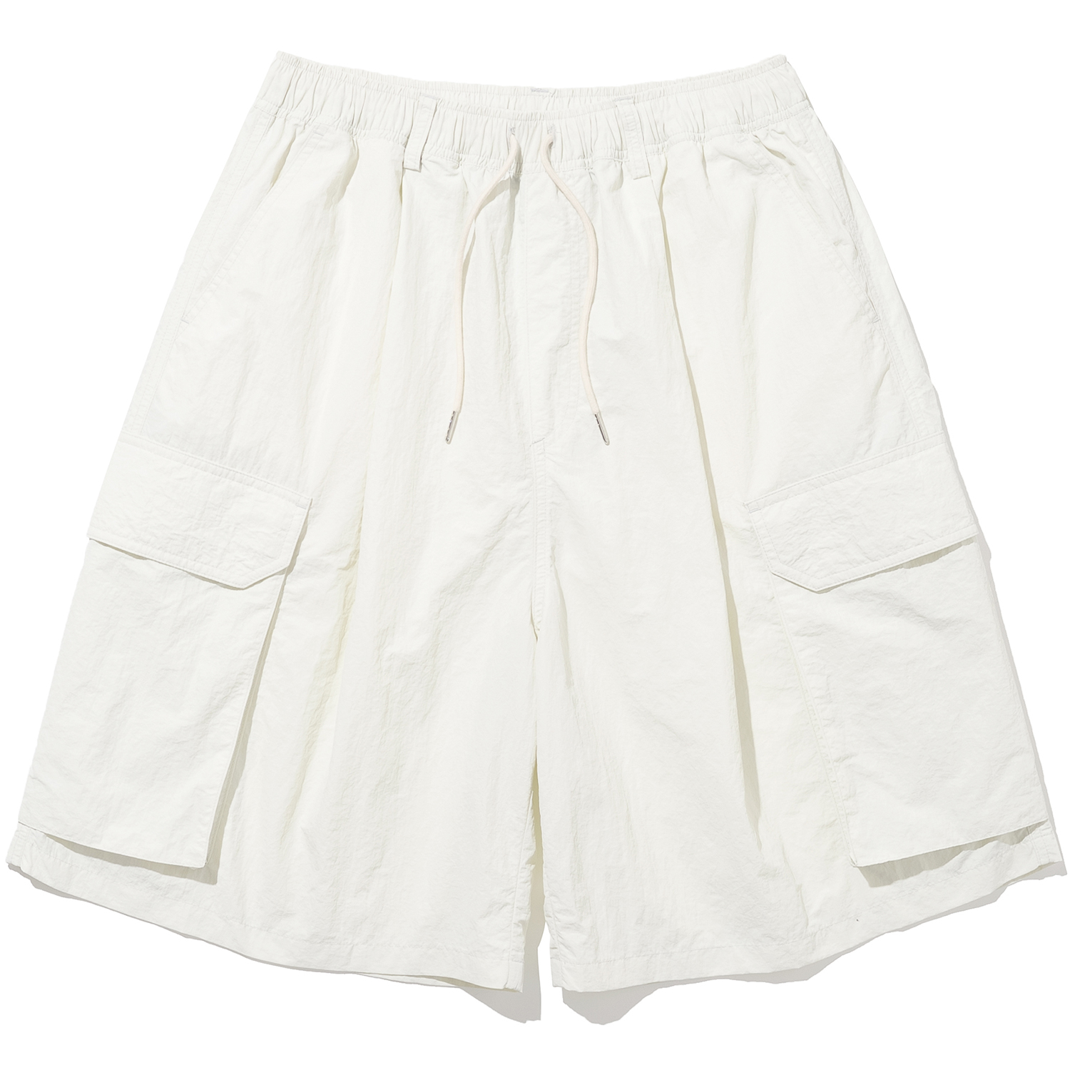 Nylon Big Pocket Wide Shorts - Ivory,NOT4NERD