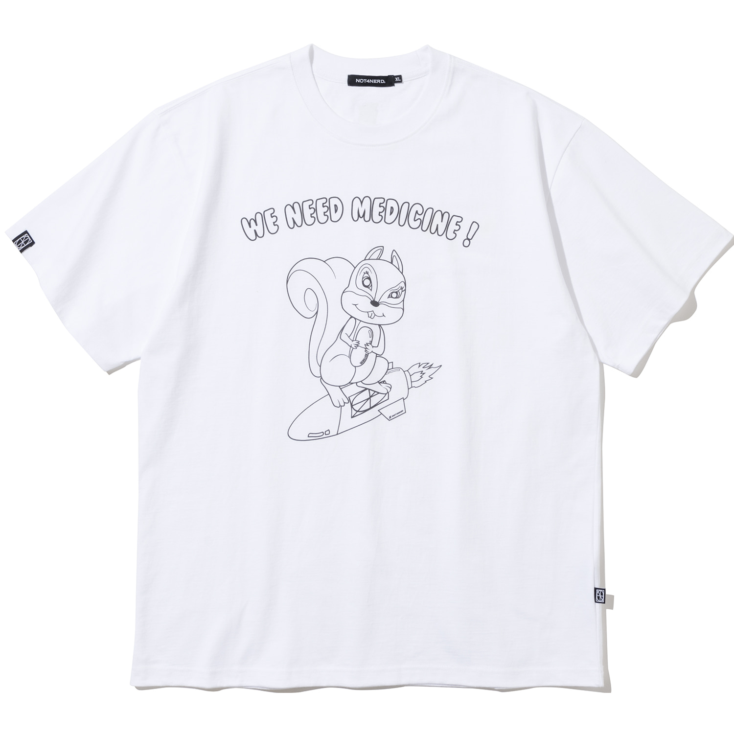 Line Squirrel T-Shirts - White,NOT4NERD