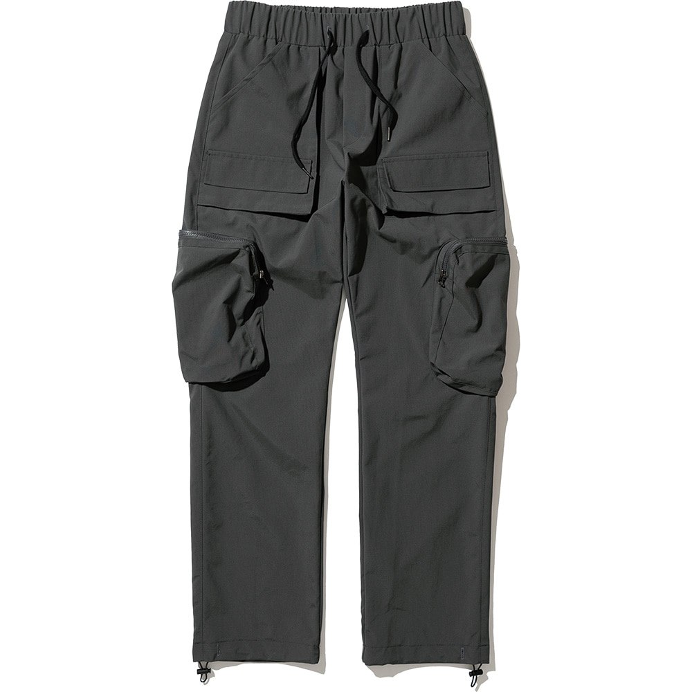 Nylon Utility Zipper Cargo Pants - Charcoal,NOT4NERD
