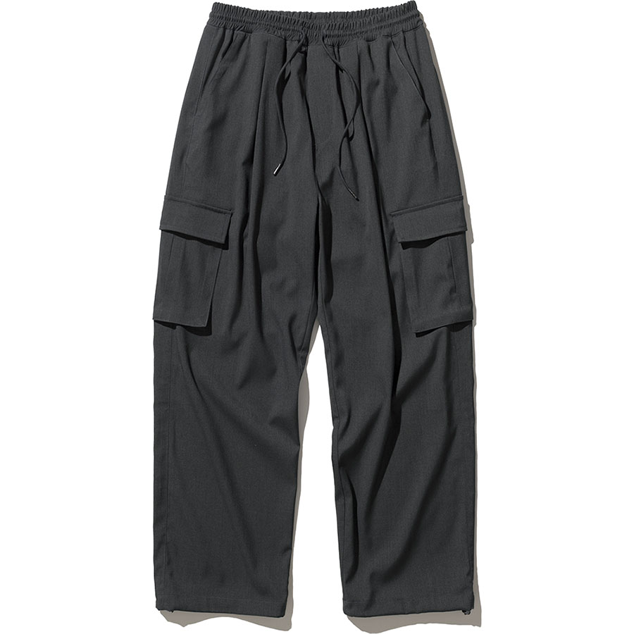 Wide String Cargo Slacks Pants - Charcoal,NOT4NERD