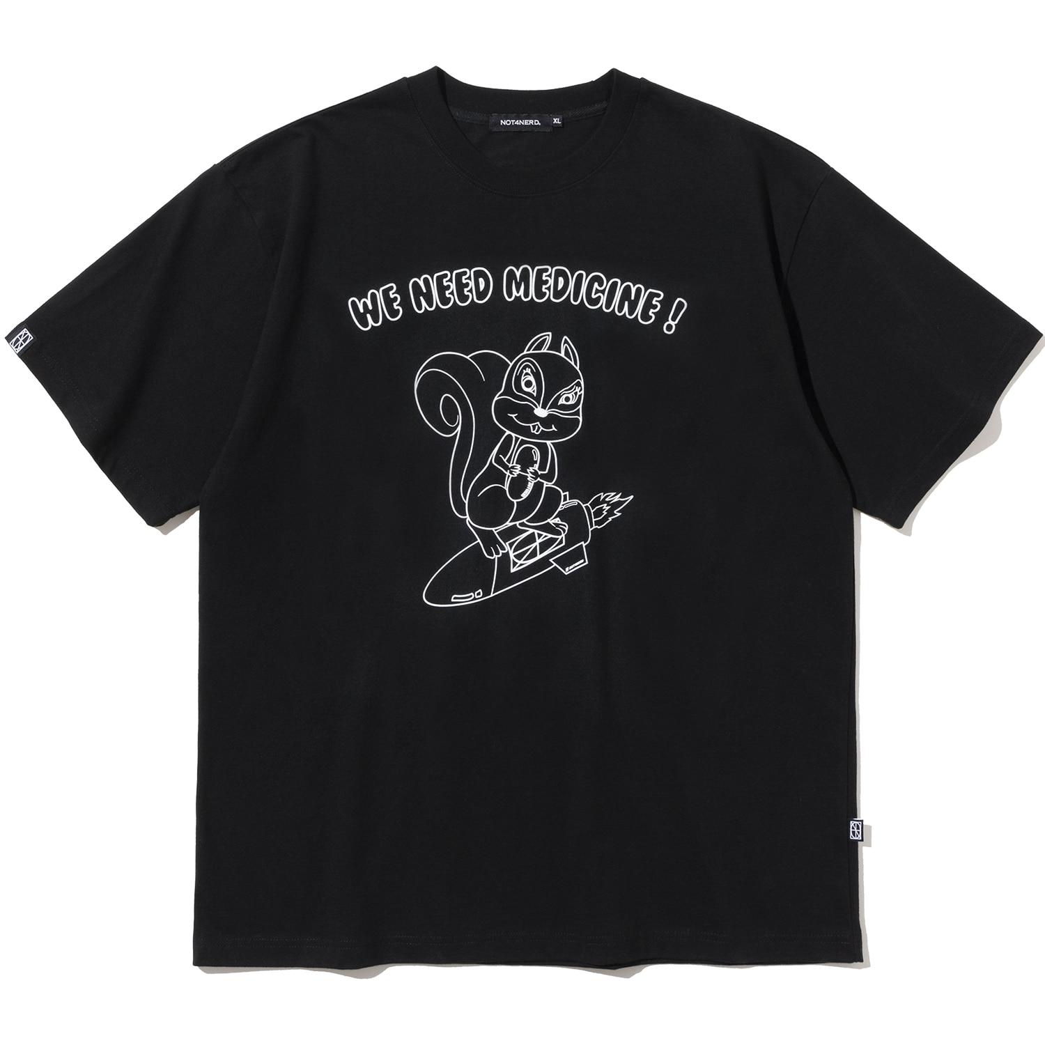 Line Squirrel T-Shirts - Black,NOT4NERD