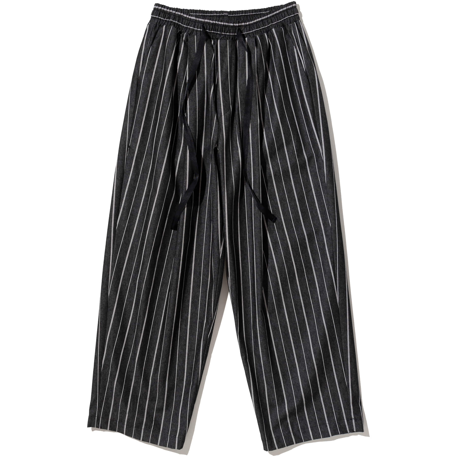 One Tuck Balloon Pants - Stripe Black,NOT4NERD