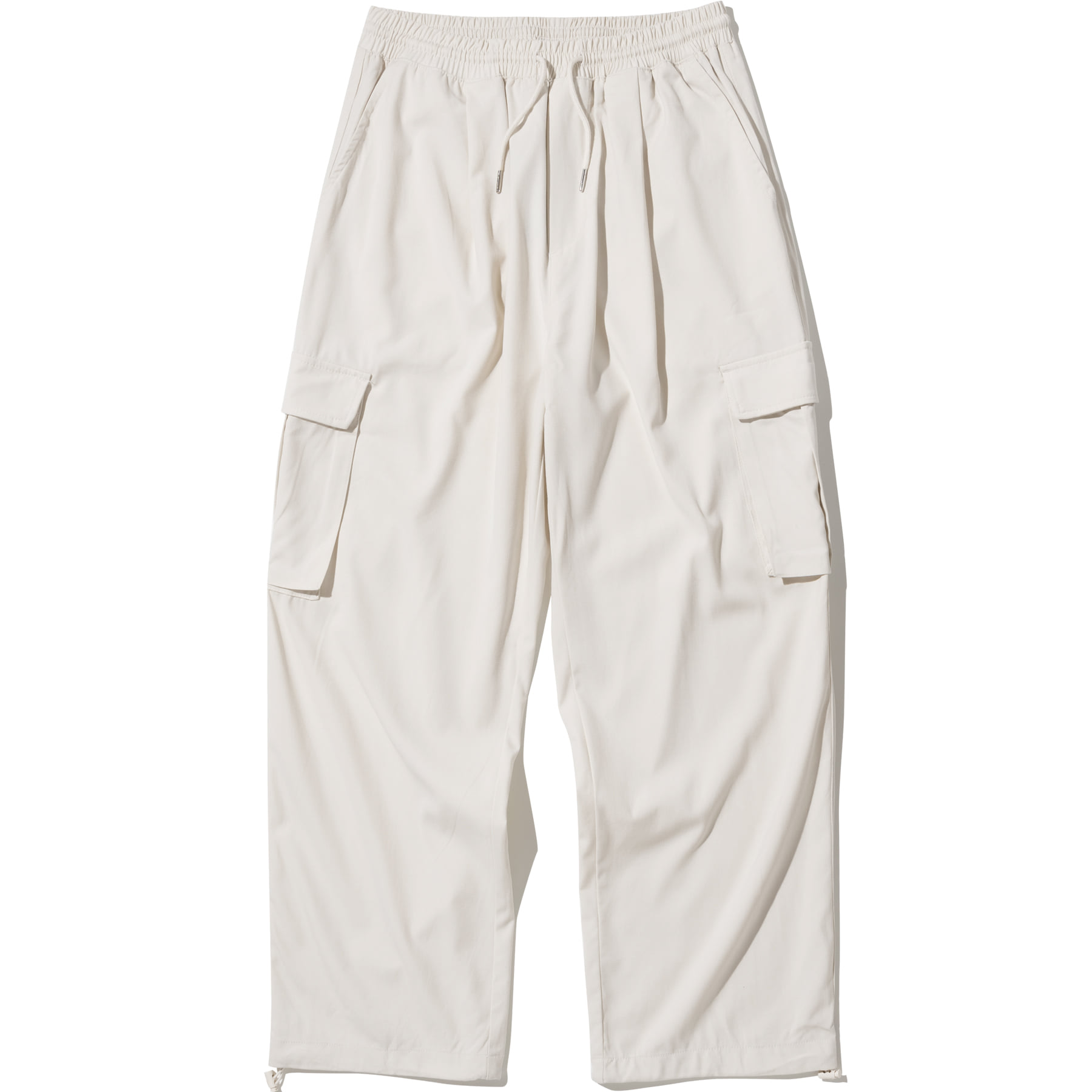 Wide String Cargo Slacks Pants - Ivory,NOT4NERD