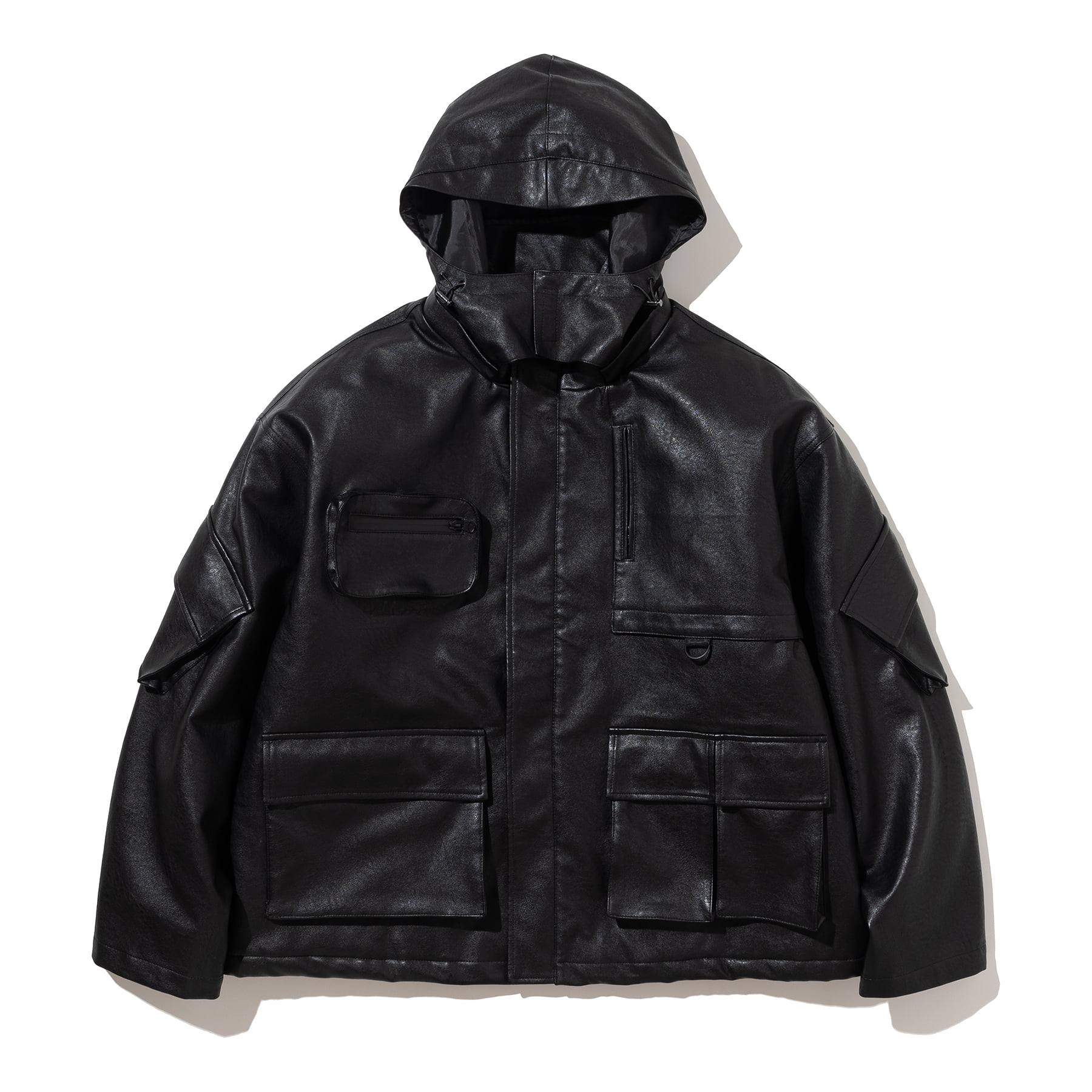 Vegan Leather Field Jacket - Black,NOT4NERD