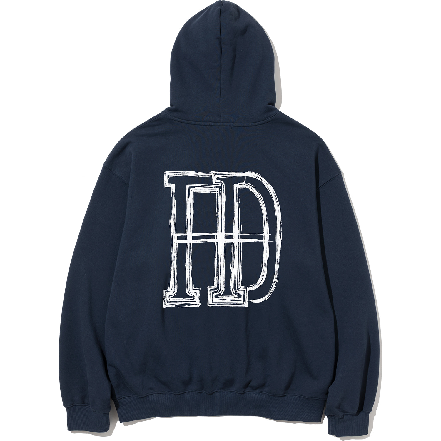 D Brush Logo Pullover Hood - Navy,NOT4NERD