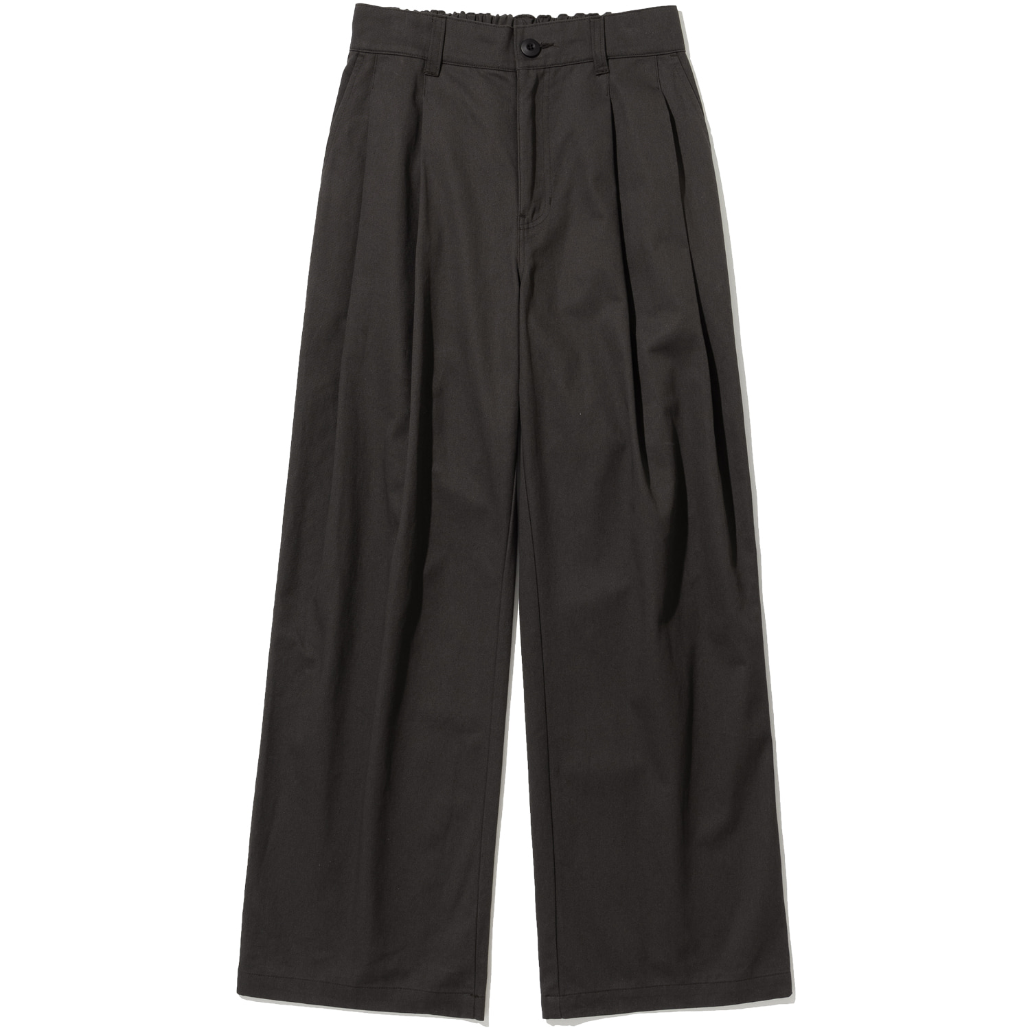 Two Tuck Wide Cotton Pants - Charcoal,NOT4NERD