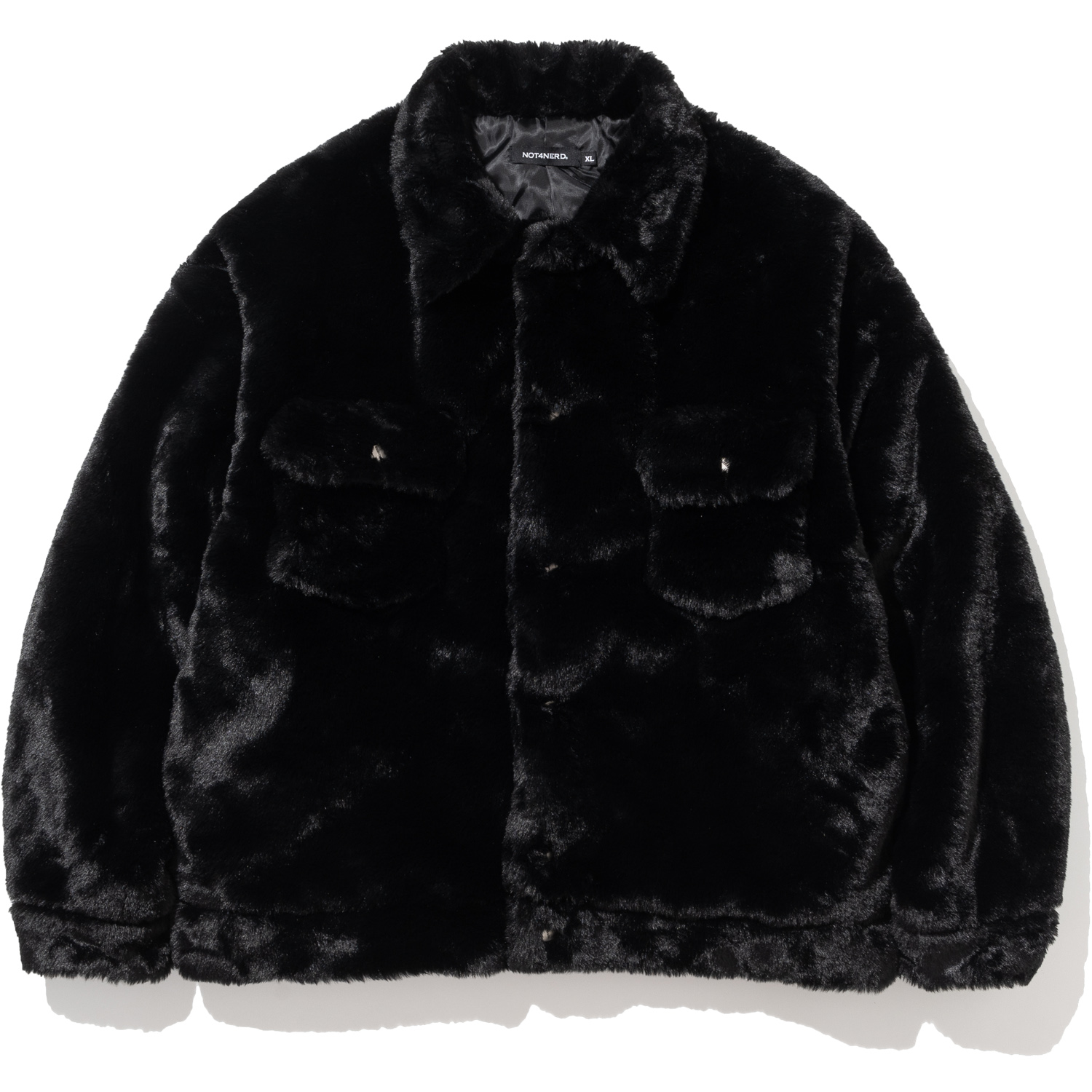 Fur Trucker Jacket - Black,NOT4NERD