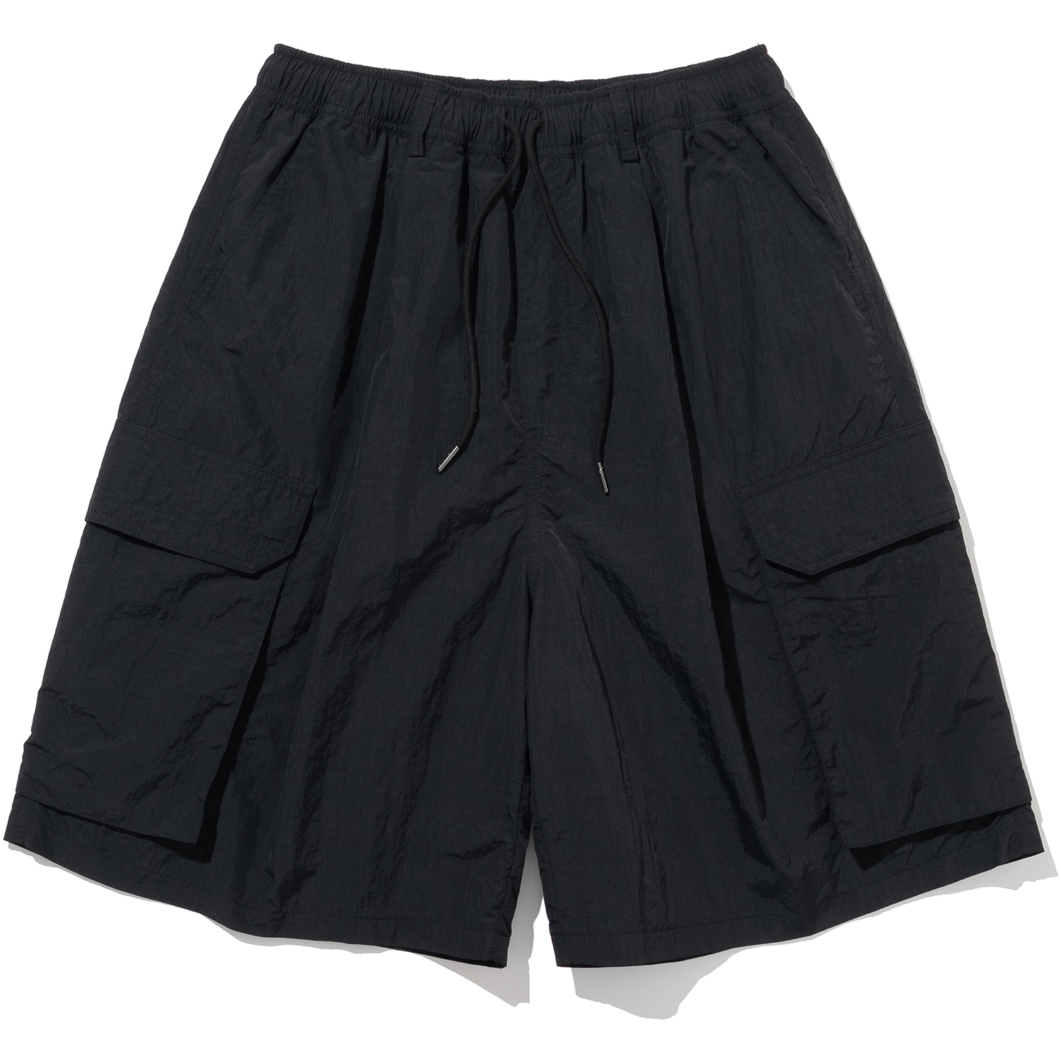 [5월 30일 예약배송] Nylon Big Pocket Wide Shorts - Black,NOT4NERD
