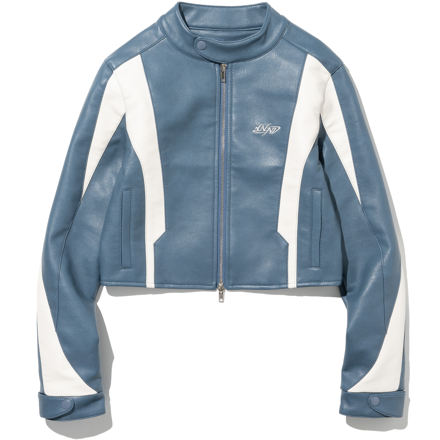 W Incision Leather Jacket - Blue,NOT4NERD