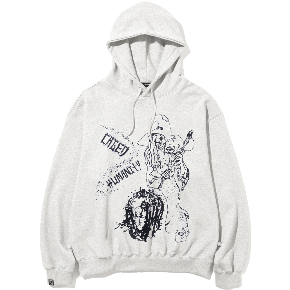 Caged Humanity Pullover Hood - Grey,NOT4NERD