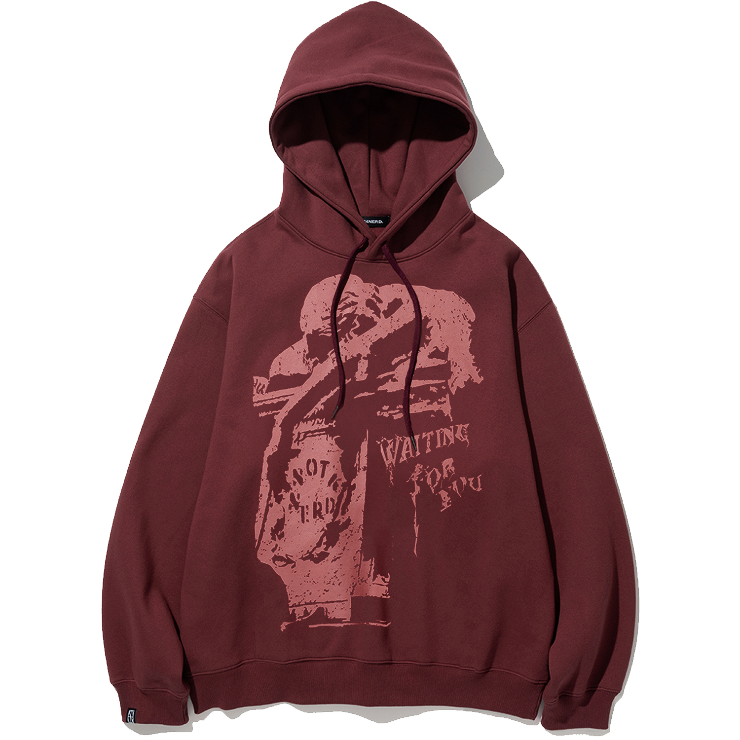 Waiting For You Pullover Hood - Wine,NOT4NERD