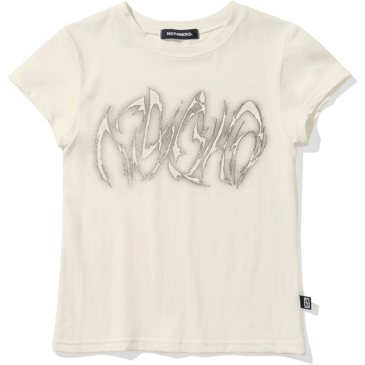[5월 13일 예약배송] W Blur Boomerang Logo T-Shirts - Ivory,NOT4NERD