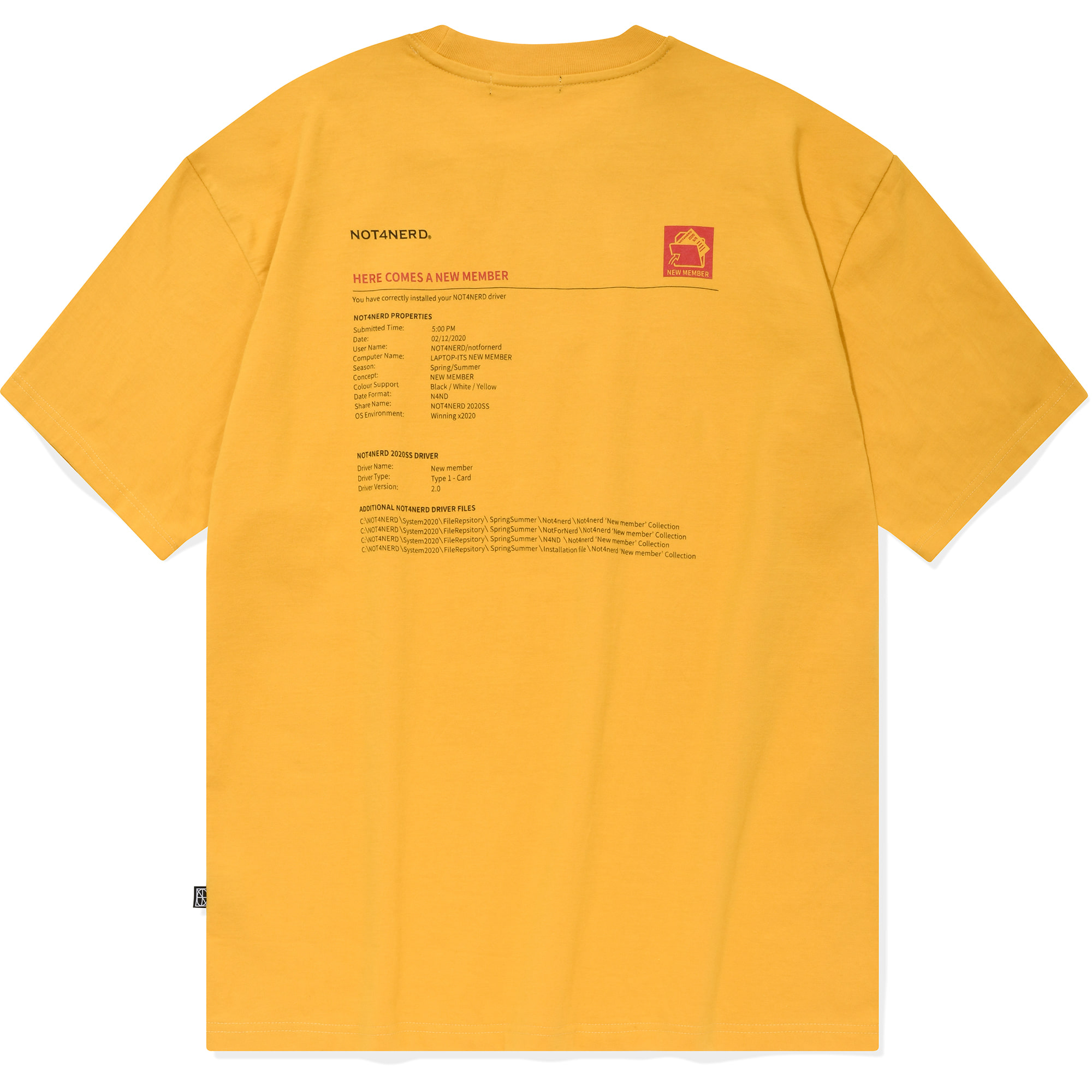 Square Folder logo T-Shirts Yellow,NOT4NERD