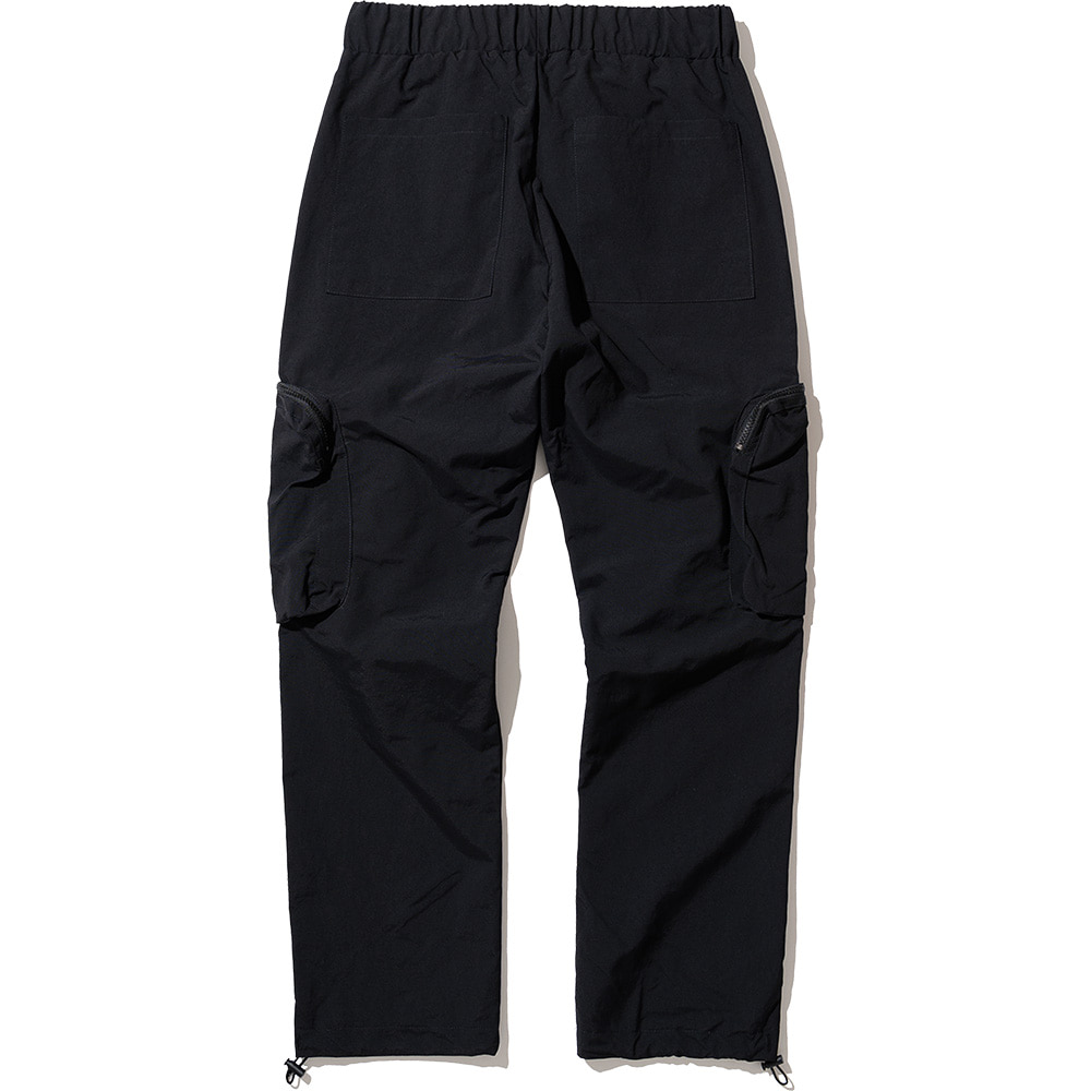 Nylon Utility Zipper Cargo Pants - Black,NOT4NERD