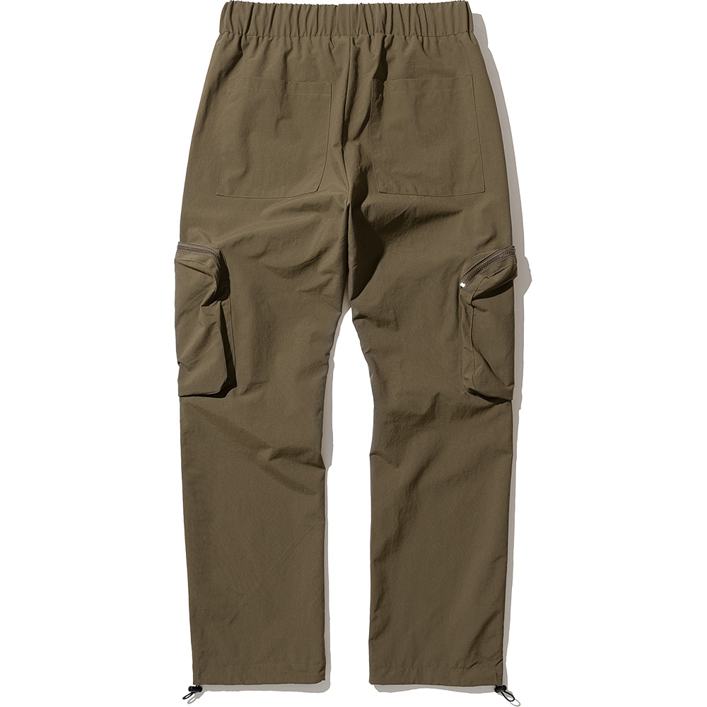 Nylon Utility Zipper Cargo Pants - Brown Khaki,NOT4NERD