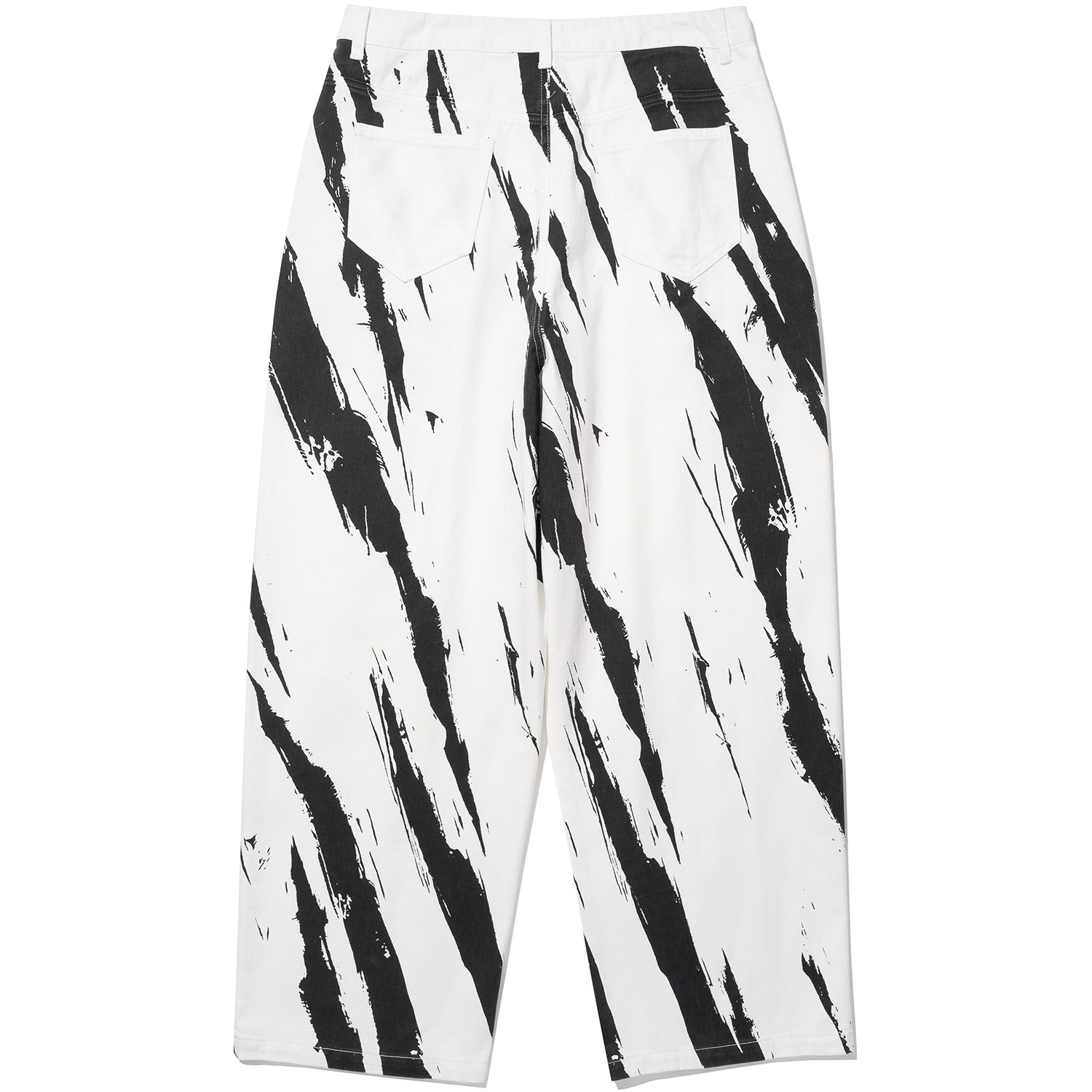 Diagonal Line Denim Pants - White,NOT4NERD