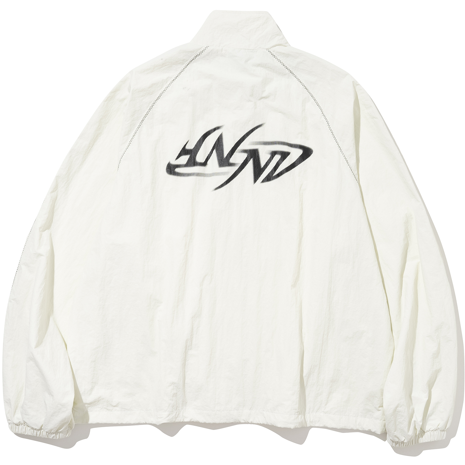 Nylon Tribal Logo Windbreaker Jacket - Ivory,NOT4NERD