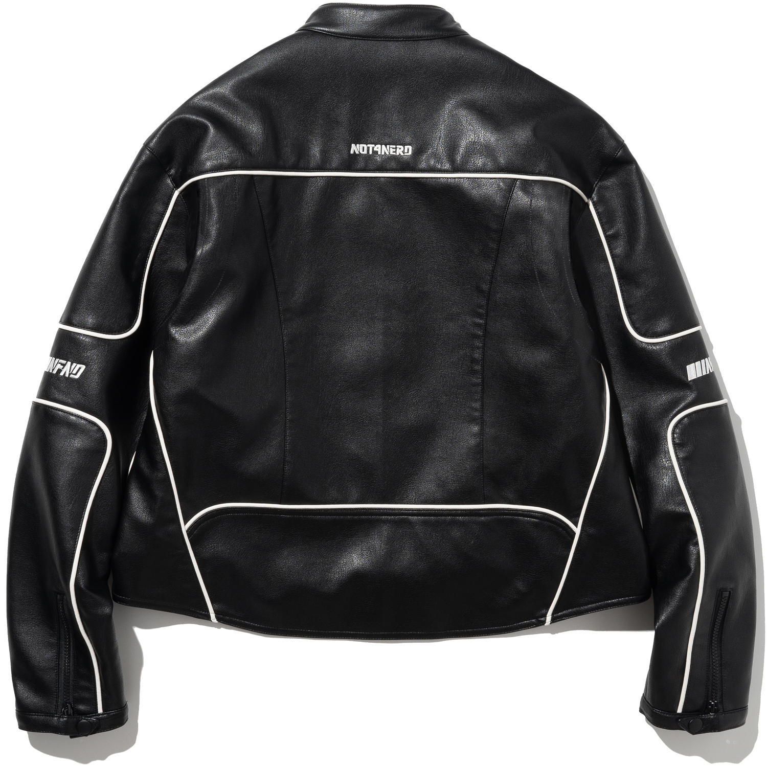 Leather ver. Tribal Logo Racing Jacket - Black,NOT4NERD