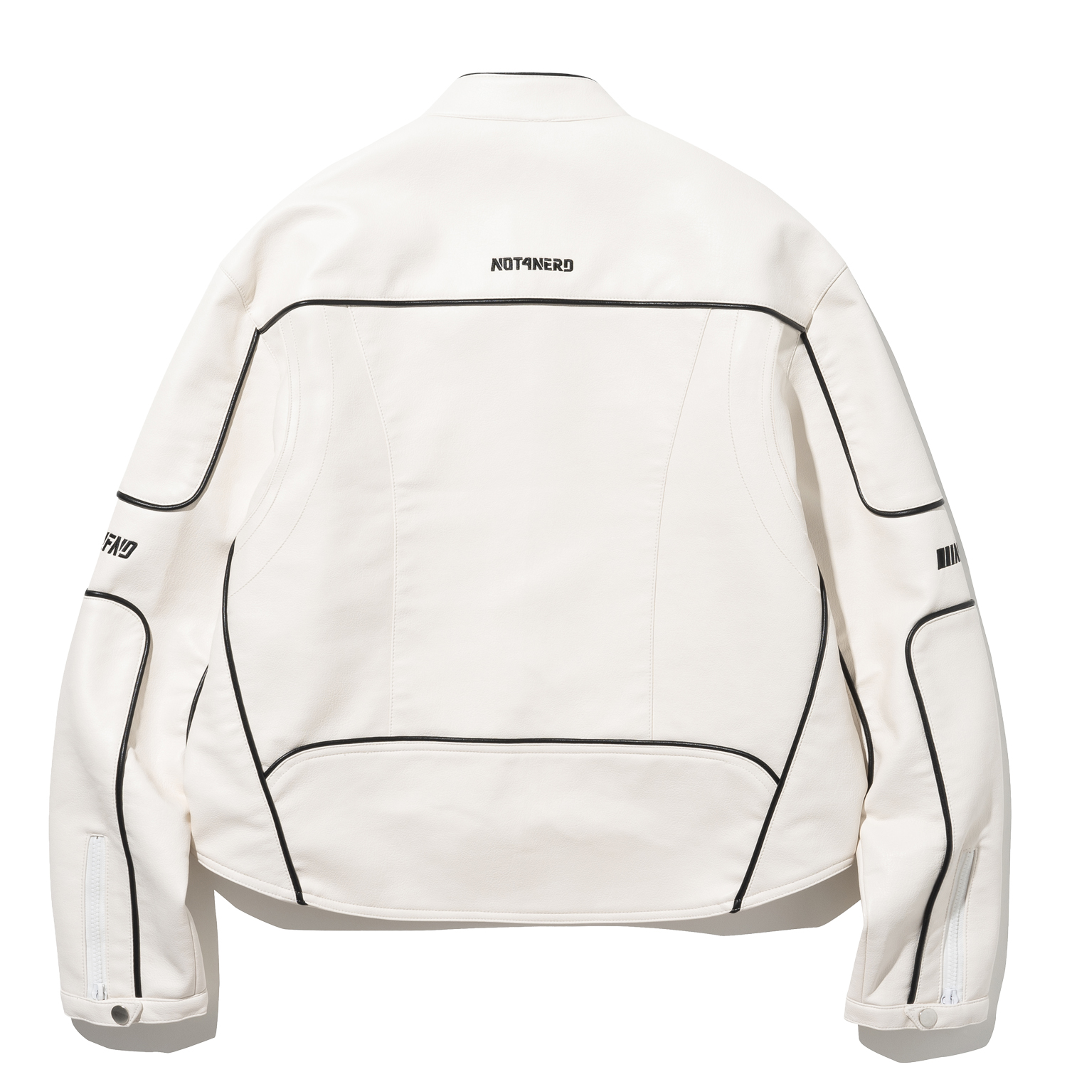 Leather ver. Tribal Logo Racing Jacket - Ivory,NOT4NERD