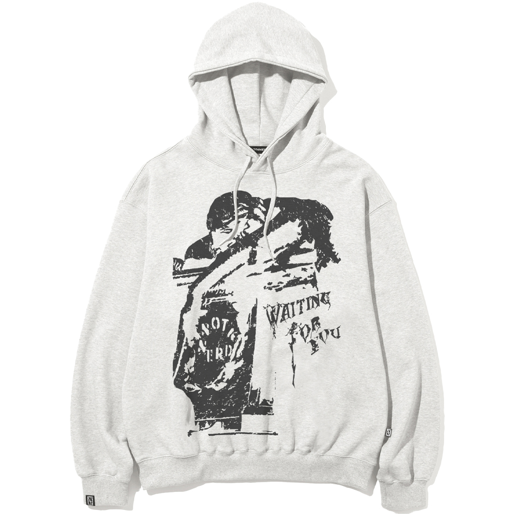 Waiting For You Pullover Hood - Grey,NOT4NERD