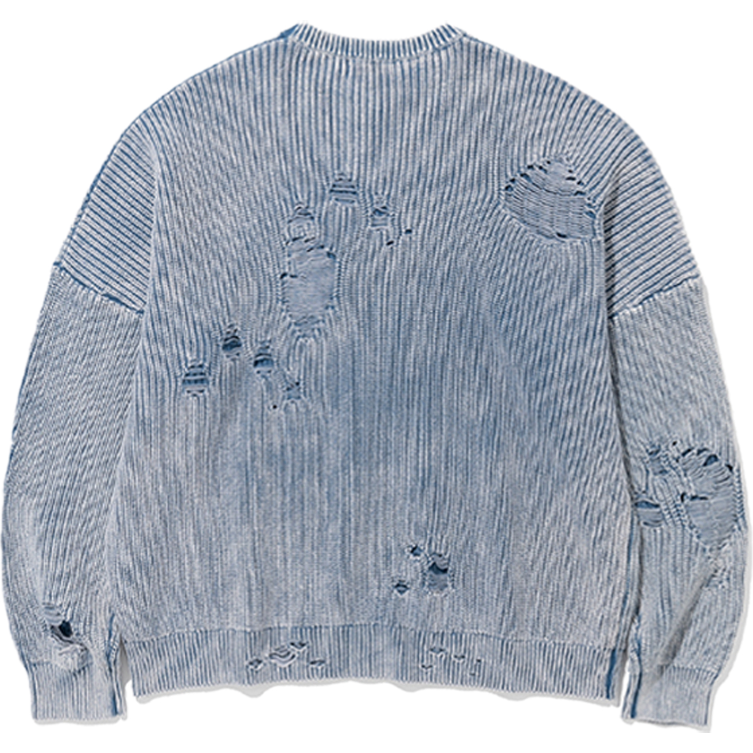 Pigment Dyeing Destroyed Knit Sweater - Blue,NOT4NERD