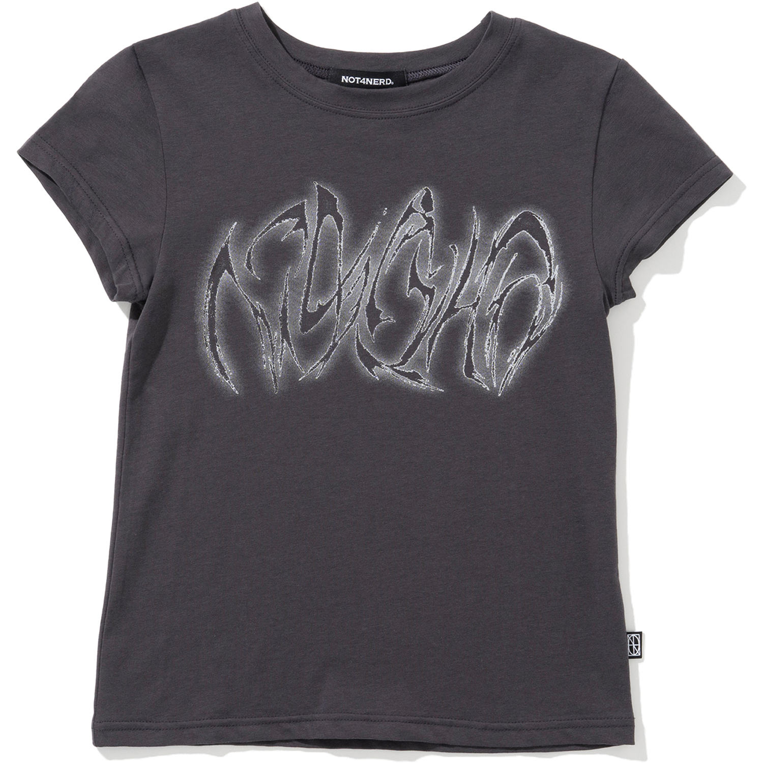[5월 8일 예약배송] W Blur Boomerang Logo T-Shirts - Charcoal,NOT4NERD